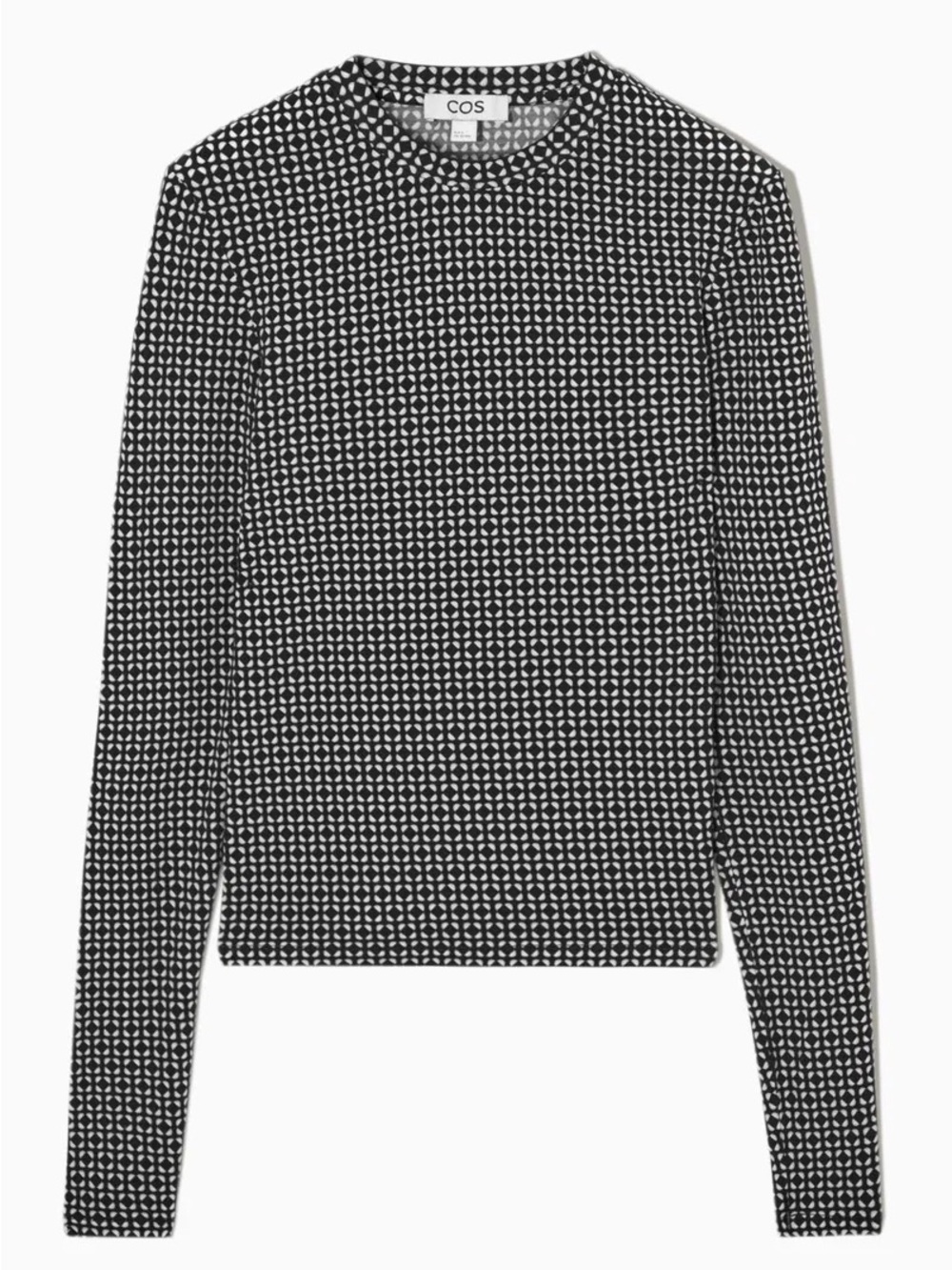 COS Black and White Geometric Crewneck Sweater